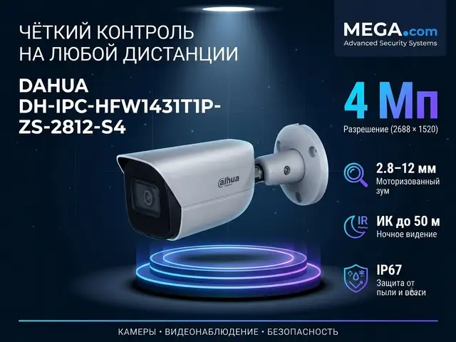 Камера наружная IP Dahua DH-IPC-HFW1431T1P-ZS-2812-S4, Худжанд
