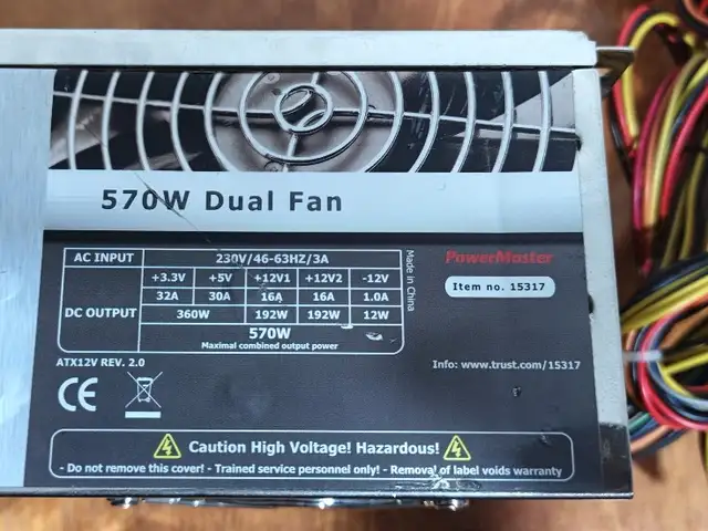Блок питания Trust 570 w dual fan, Душанбе