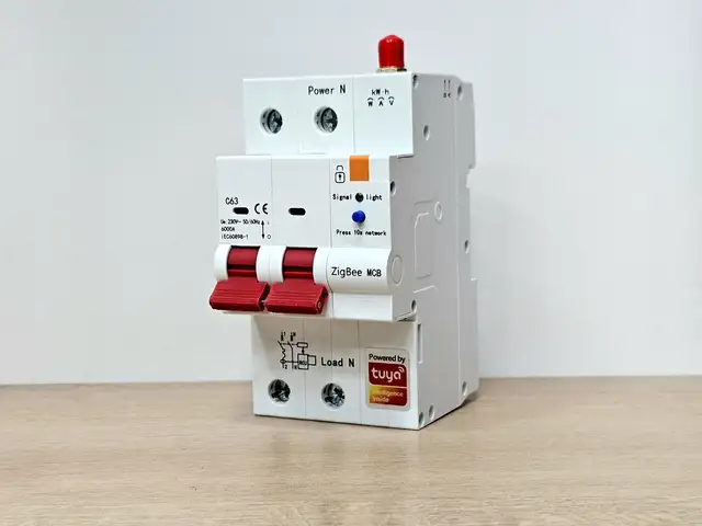 Умный автоматический выключатель Zigbee с функцией мониторинга 2 клавишный, Душанбе